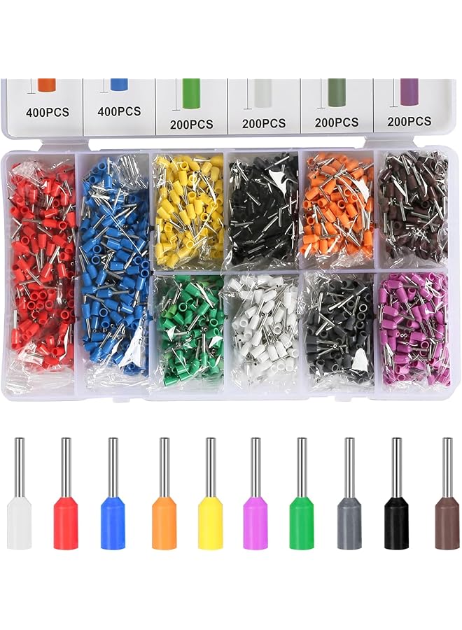 The Bros Wire Sleeve Kit, 2400 Piece Wire Sleeve Crimp Connector Kit, Insulated Wire Pin Terminal Sleeve Combination, Terminal Connector Wire Sleeve, Suitable for Electrical, Industrial - Image 1