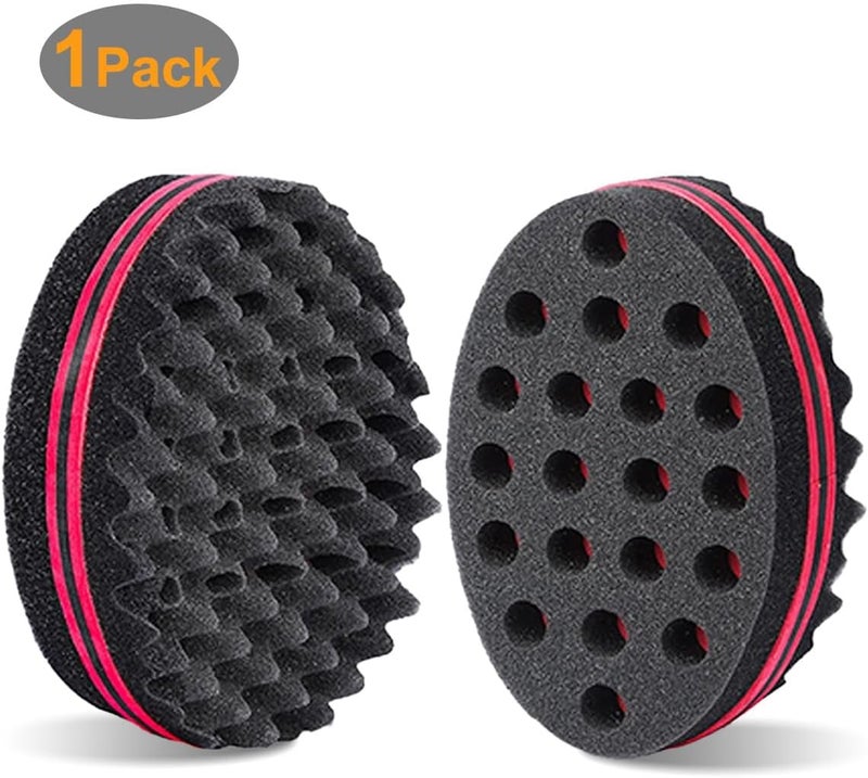 Supaze Hair Sponge Magic Twist Sponge Two Sides Dread Afro Coil Barber Hair Sponge for Men and Women Curl Curling Sponge Brush Foam Wave Sponge Big and Small Holes for Boy Girl Long Short Hair 1 Pcs - Image 2