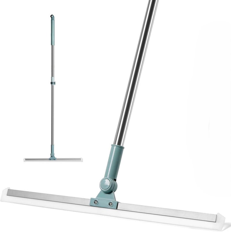 TRIVYOM Squeegee Broom Floor Wiper with Long Handle Adjustable Silicone Strips 3in1 Sweeper Silicone Floor Scraper Broom 180 Degree Rotatable Floor Wiper for Bathroom Kitchen Tiles Dust