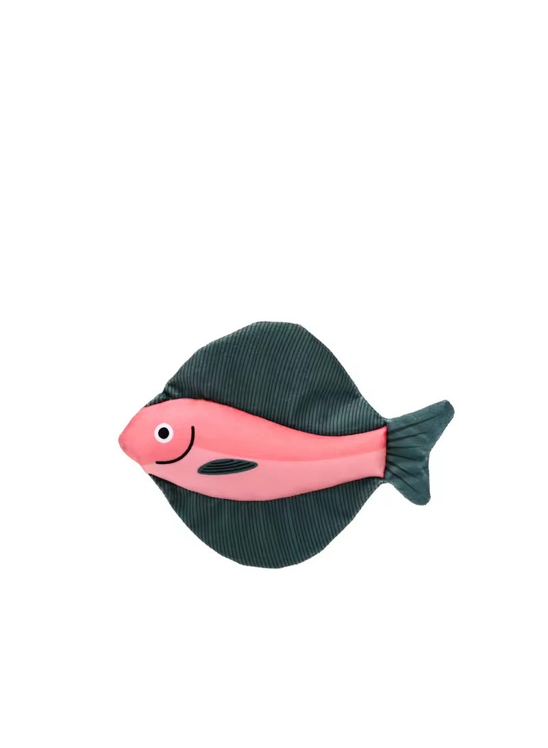 لعبة تفاعلية قطيفة على شكل سمكة للقطط مع ورق مجعد - مزيج بوليستر متين، خالية من البطاريات، دعابة جذابة للقطط