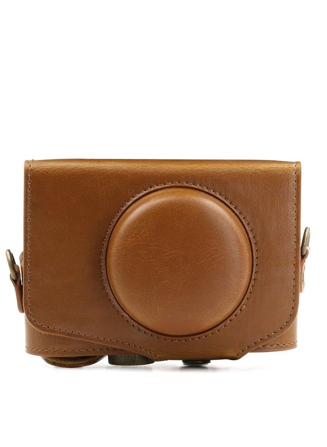 MegaGear MG1175 Canon PowerShot SX740 HS, SX730 HS Ever Ready Leather Camera Case with Strap - Light Brown - Image 2