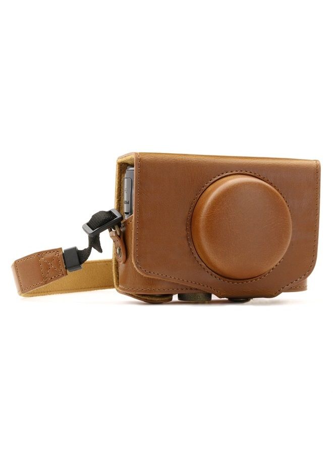 MegaGear MG1175 Canon PowerShot SX740 HS, SX730 HS Ever Ready Leather Camera Case with Strap - Light Brown - Image 1