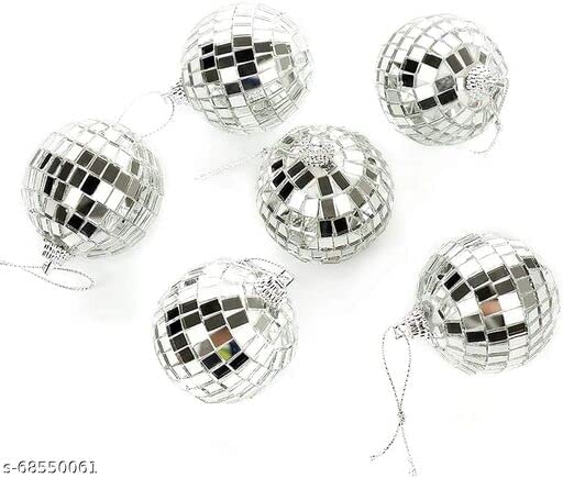 Sri Sai Tradelink Decoration Glass Round Mirror Disco Ball Hanging Mirror Ball Ornament Used for Decoration for Home Christmas Diwali Silver 5Cm Pack of 6 Balls  - Image 3