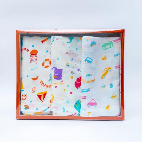 BUMSIES Swaddle for Babies -100% Muslin Cotton Soft 2-Layer Swaddle/Blanket/Multipurpose Wrap for New Born Baby Girl & Boy | Perfect for Gifting | 90X90 cm, 0-6 Months, Set of 3 - Image 5