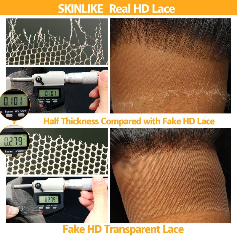 BEEOS Body Wave 5x5 SKINLIKE Real HD Lace Closure Only, 0.10mm Ultra-Thin Invisible HD Lace Pre-Plucked Bleached Knots Natural Hairline Virgin Human Hair 16 Inch - Image 4