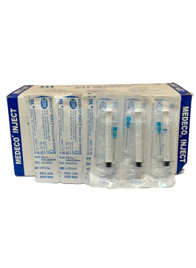 SKYLINE Medeco Single Use Syringe - 23G X 1inch 2/3ml 100PCS - Image 1