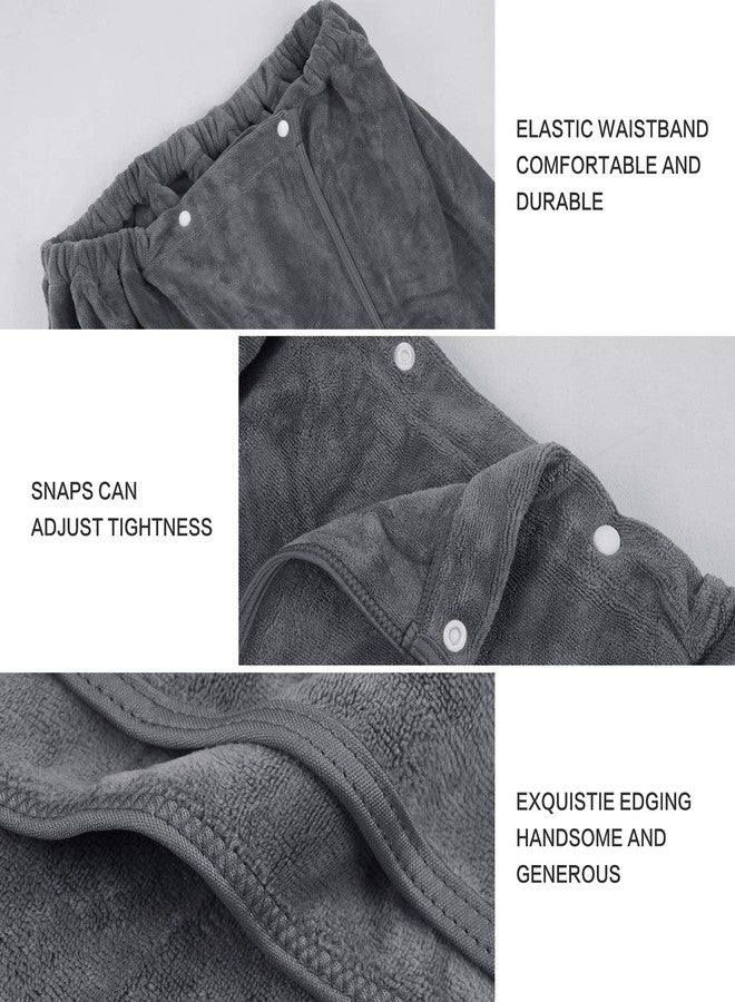 SINLAND Microfiber Men’s Bath Wrap Water Absorbent Quick Dry Spa Sauna Wrap Around Towel Bath Towels with Adjustable Snap on Closure 24inch x 63inch Grey - Image 2