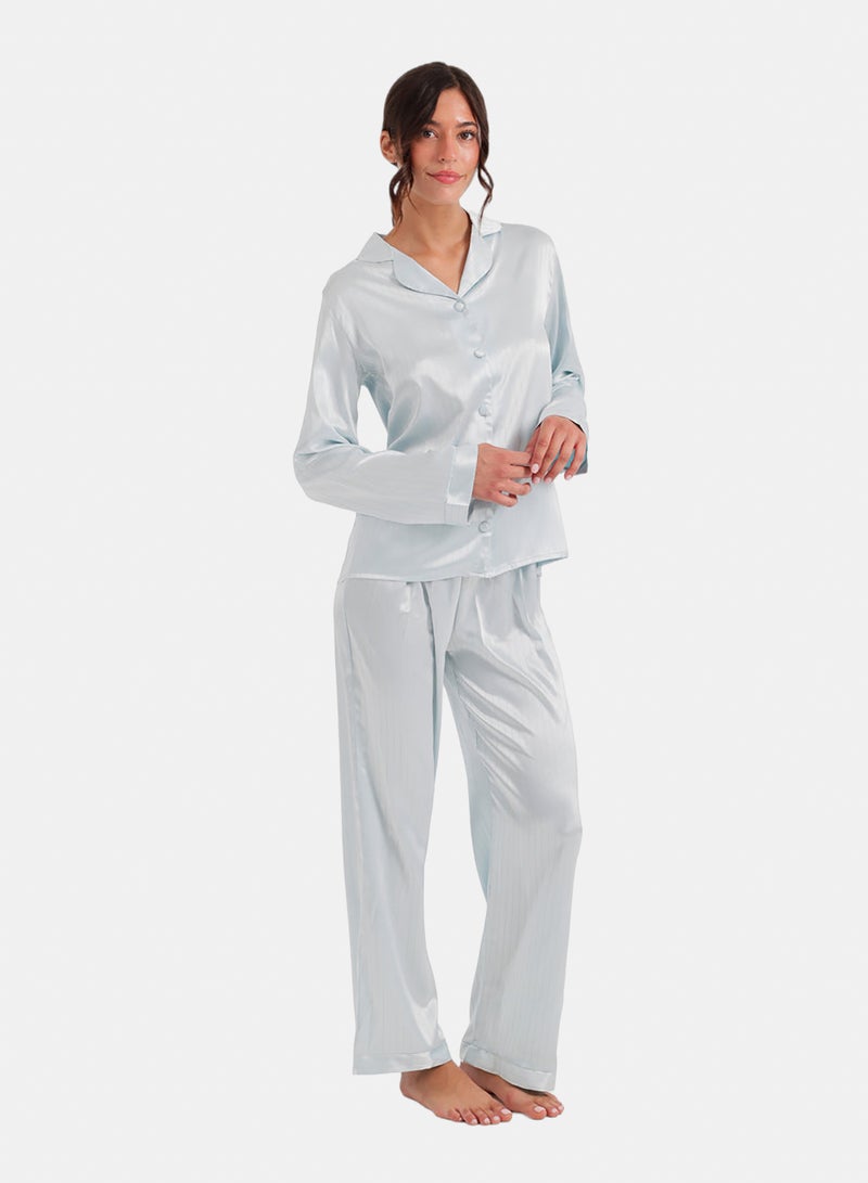 Carina Pinstripe Satin Pyjama - Image 2