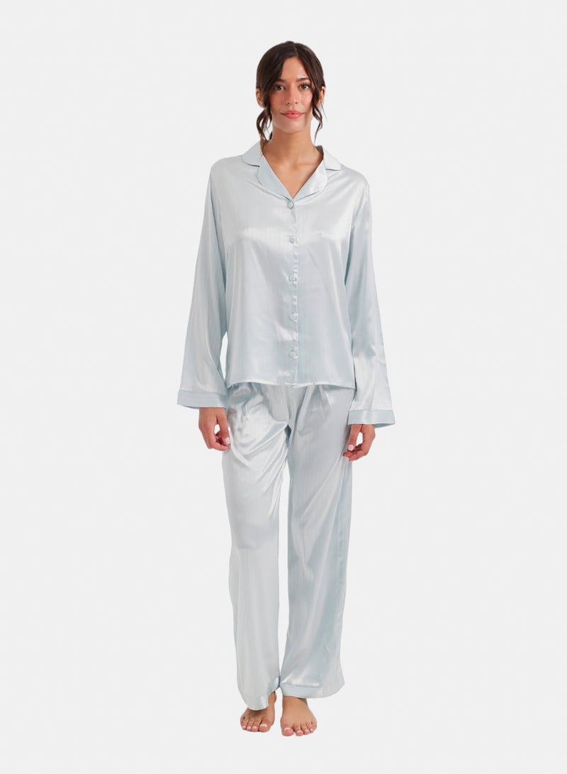 Carina Pinstripe Satin Pyjama - Image 1