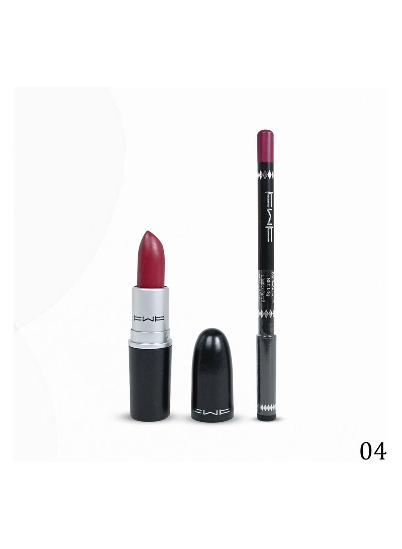 Lip liner with glossy lipstickEnjoy precisely defined lips and long-lasting matte color with the Lip Liner and Lipstick Matte Finish: Gives lips an elegant, matte look; Water Resistant: Perfect...