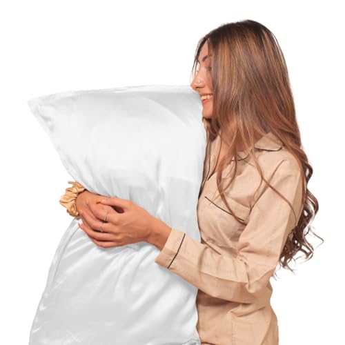Furbo Mulberry Silk Pillowcase- Pure Mulberry Silk Pillow Cover for Hair and Skin, Anti Acne, Luxury, White (Pack of 1) - Image 5