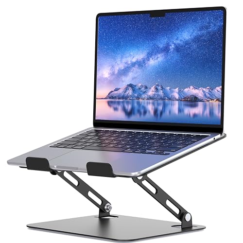 SOUNDANCE Laptop Stand for Desk, Portable Adjustable Laptop Riser, Ergonomic Design Computer Holder, Metal Laptop Mount Elevator Compatible with 10 to 15.6 Inches PC Computer, Black - Image 1