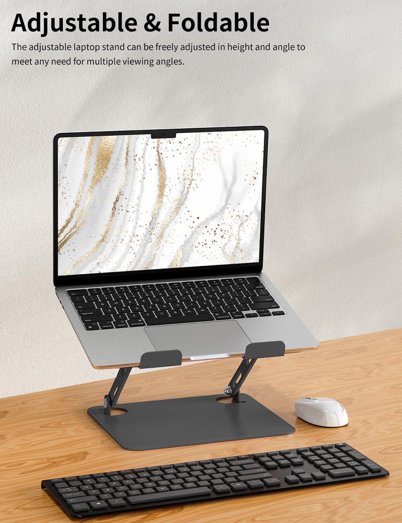 SOUNDANCE Laptop Stand for Desk, Portable Adjustable Laptop Riser, Ergonomic Design Computer Holder, Metal Laptop Mount Elevator Compatible with 10 to 15.6 Inches PC Computer, Black - Image 2