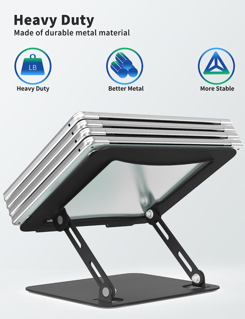 SOUNDANCE Laptop Stand for Desk, Portable Adjustable Laptop Riser, Ergonomic Design Computer Holder, Metal Laptop Mount Elevator Compatible with 10 to 15.6 Inches PC Computer, Black - Image 5