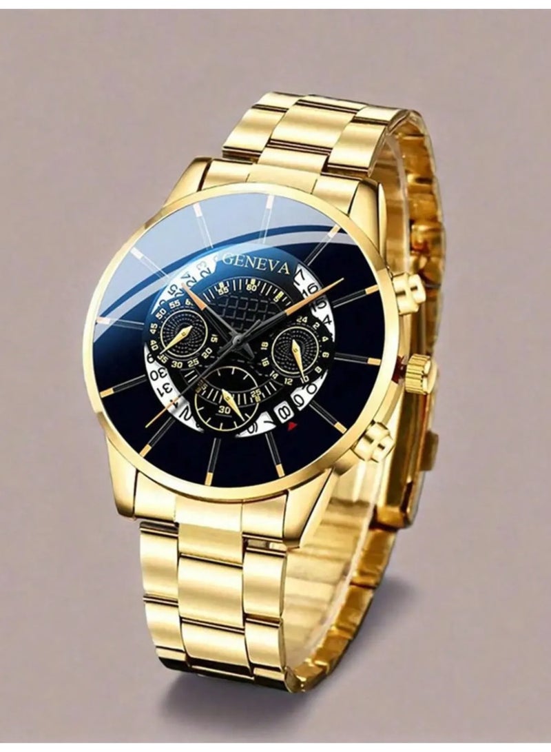 جنيفا ساعات رجاليه كوارتز مجموعه من 5 قطع ساعات  فاخره و متنوعه بتصميم سوار مصنوع من الستانلس ستيل عالي الجودة لمتانة طويلة مناسب لتقديمه كهدية فاخره لمن تحب - Image 2