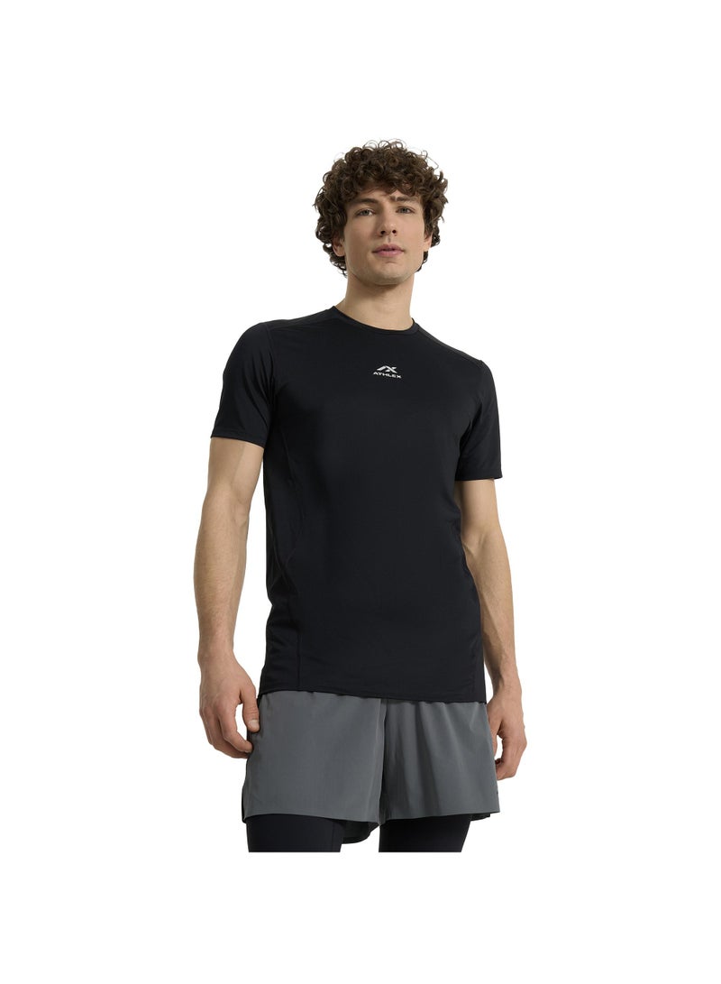 Athlex Men’s FLEX PRO Training T-Shirt Black EU 46 – Compression Fit, ATCOMPRESSION Tech, Anti-Odor, Quick-Dry Fabric & Mesh Ventilation Panels - Image 2