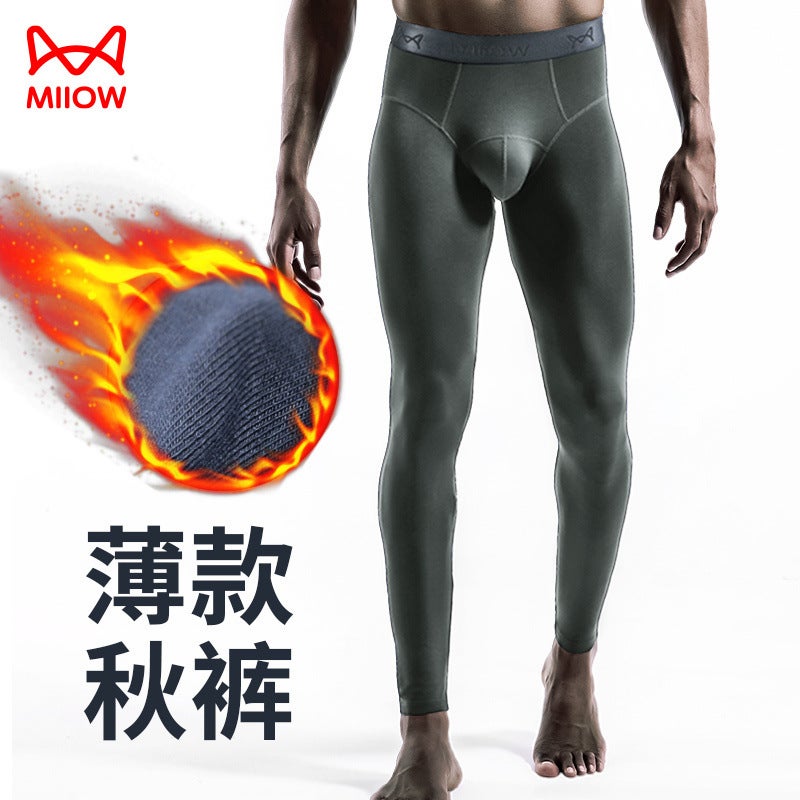 Mens Slim Thermal Underwear Pants for Autumn Winter Black - Image 4