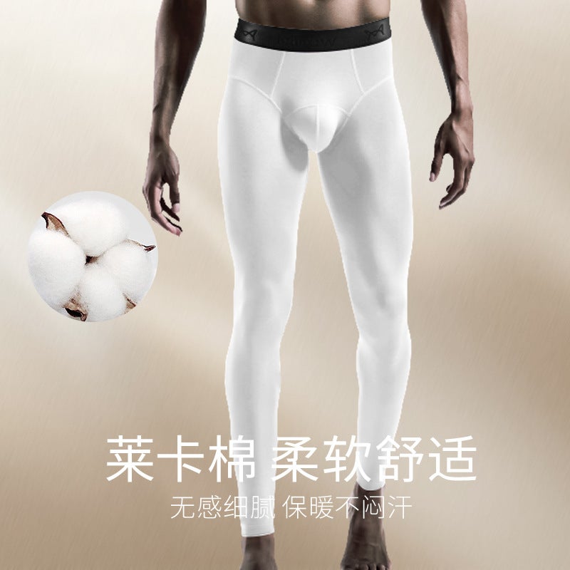 Mens Slim Thermal Underwear Pants for Autumn Winter Black - Image 2