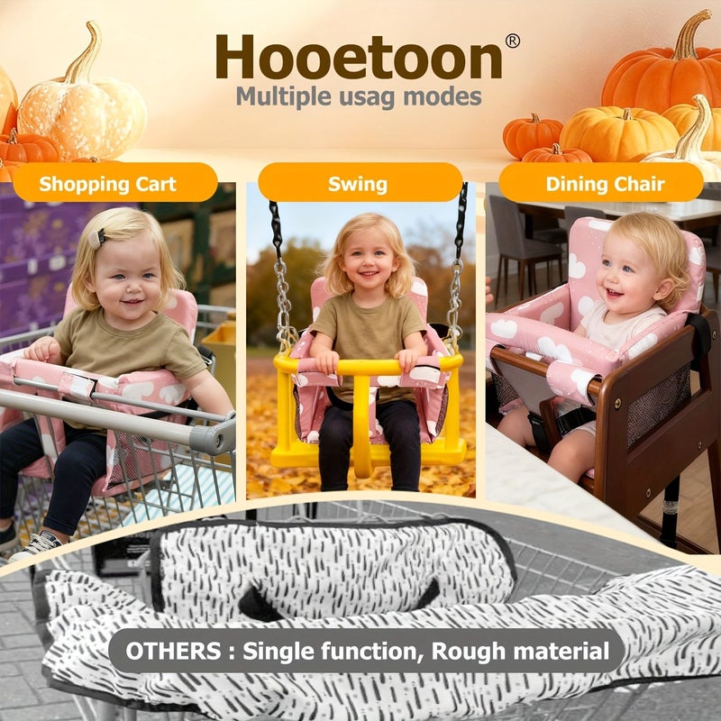 Clouds Gray Baby Proof Shopping Cart Cover for Most Carts Easy Install Travel - Image 3