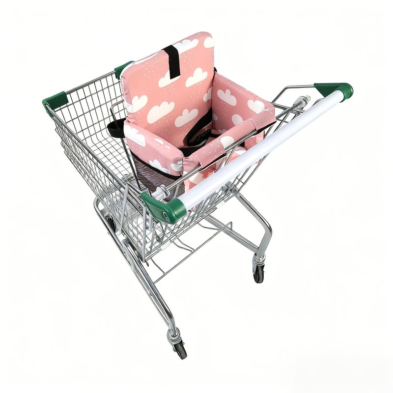 Clouds Gray Baby Proof Shopping Cart Cover for Most Carts Easy Install Travel - Image 1