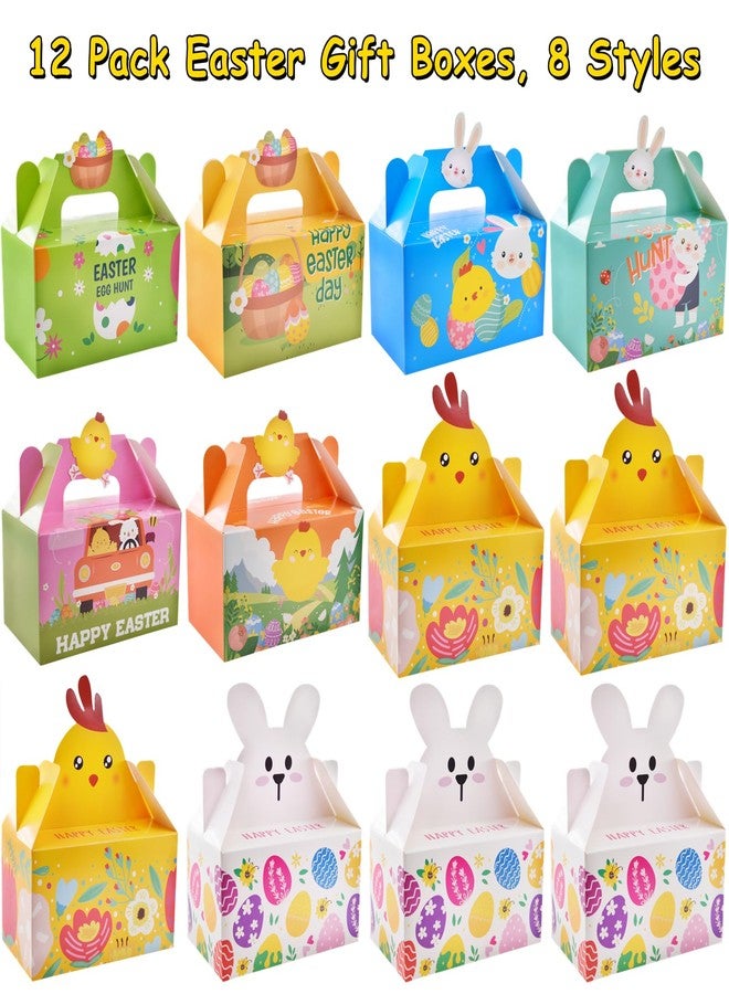 Eavotoy 12 Pack Easter Decorative Gift Box Treat Boxes, 6.2 x 3.5 x 3.5inch Egg Bunny Chicken Colorful Bags Paper Boxes for Easter Basket Stuffers Party Favor Gifts - Image 2
