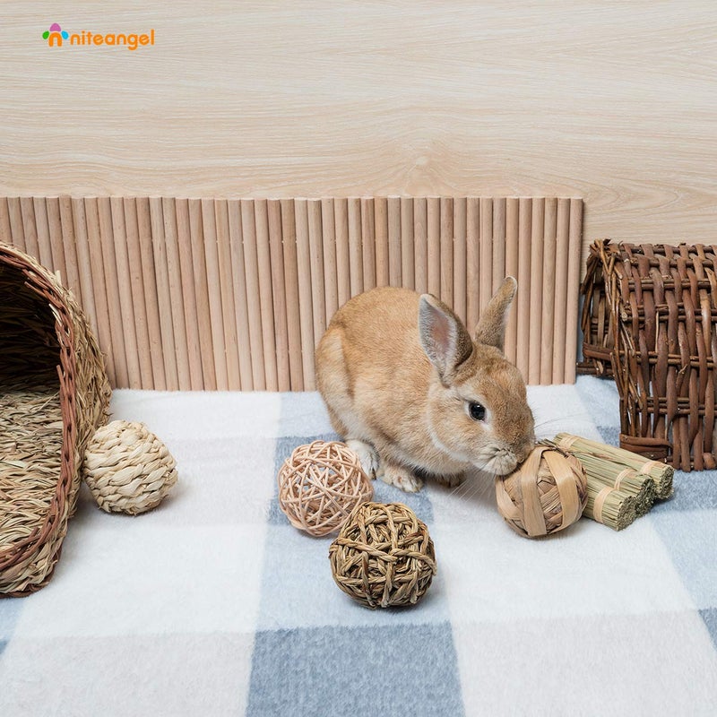 Niteangel Natural Chew Activity Toys Fun Safe Hay Grass Pet Balls for Chinchilla Guinea Pig Rats Rabbits Hamster Gerbil Degu Bunny and Other Small Animals - Image 2