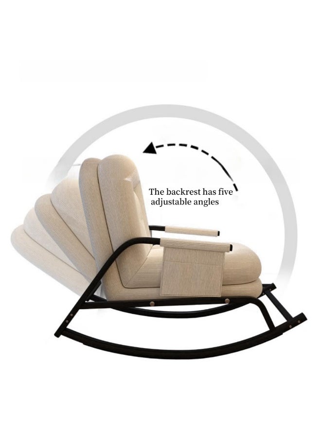 LOKIPA - Upholstered Rocking Chair with Adjustable Backrest,Rocker Chair with Footrest Detachable Padded Cushion Metal Frame,Lazy Sofa Chair Floor Chair Corduroy Reclining Lounge Chair for Bedroom - Image 1
