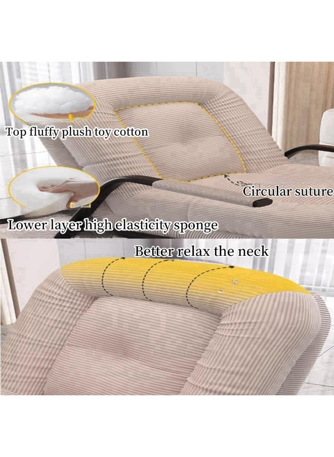 LOKIPA Upholstered Rocking Chair with Adjustable Backrest,Rocker Chair with Footrest Detachable Padded Cushion Metal Frame,Lazy Sofa Chair Floor Chair Corduroy Reclining Lounge Chair for Bedroom  - Image 3