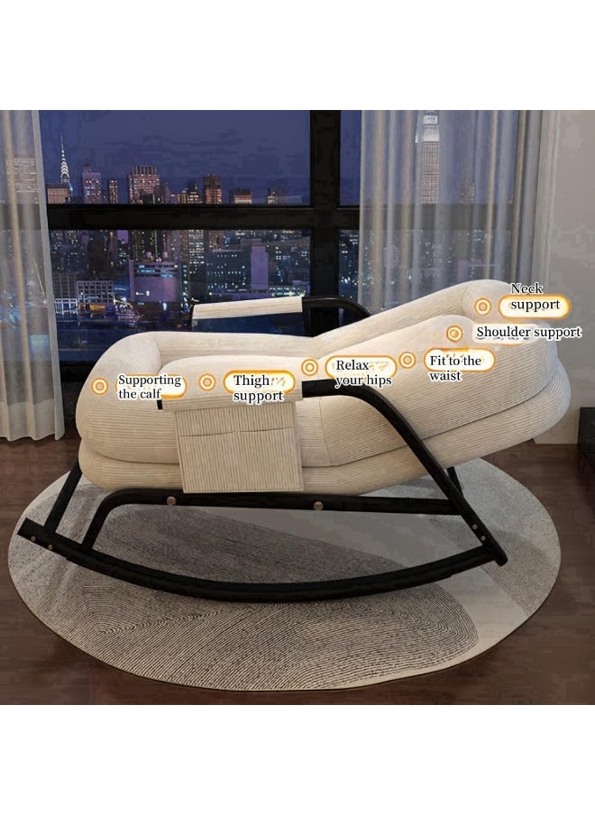 LOKIPA Upholstered Rocking Chair with Adjustable Backrest,Rocker Chair with Footrest Detachable Padded Cushion Metal Frame,Lazy Sofa Chair Floor Chair Corduroy Reclining Lounge Chair for Bedroom  - Image 4