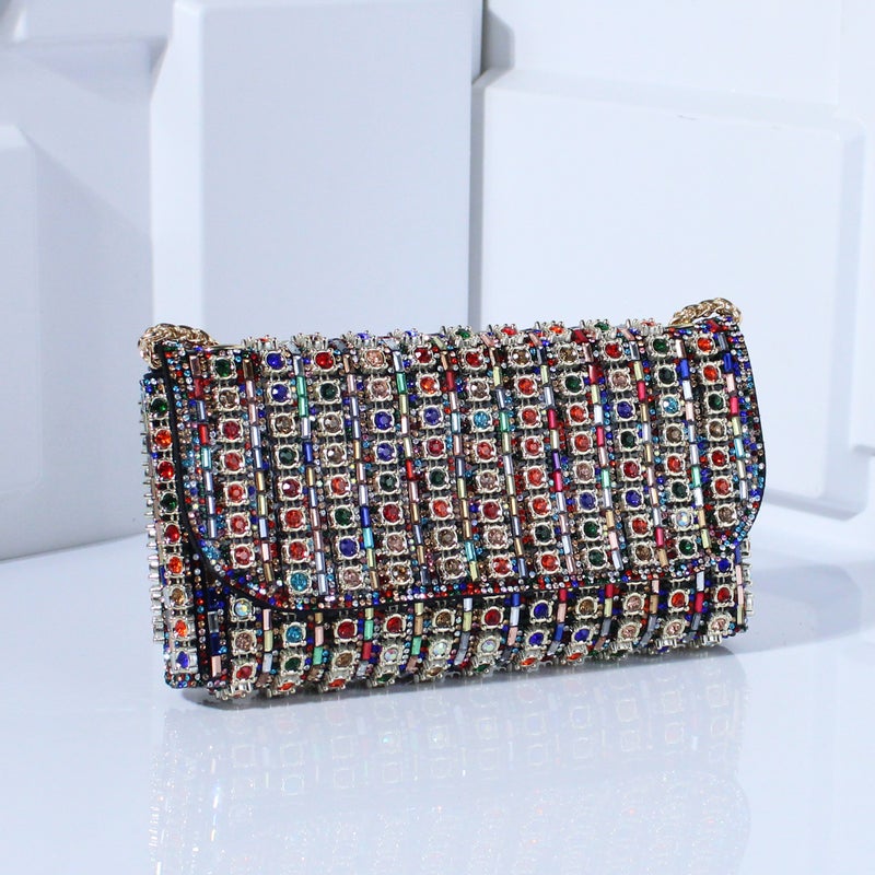 New Style Celebrity Evening Bag Fashionable Diamond Hand Bag High-End Sense Exquisite Square Women'S Hand Bag - Image 1