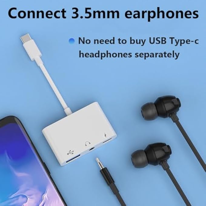 rayihni USB C TO USB ADAPTER FOR MACBOOK, 3-IN-1 USB C TO USB-A OTG SPLITTER WITH 3.5MM AUDIO JACK AND PD FAST CHARGING PORT COMPATIBLE WITH IPHONE 15, IPAD PRO, SAMSUNG GALAXY S23 - Image 2