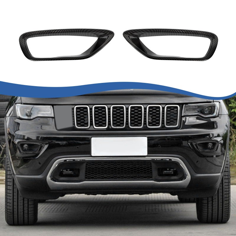 Jimen Compatible with 20182020 Jeep Grand Cherokee Front Fog Light Cover Trim Carbon Fiber