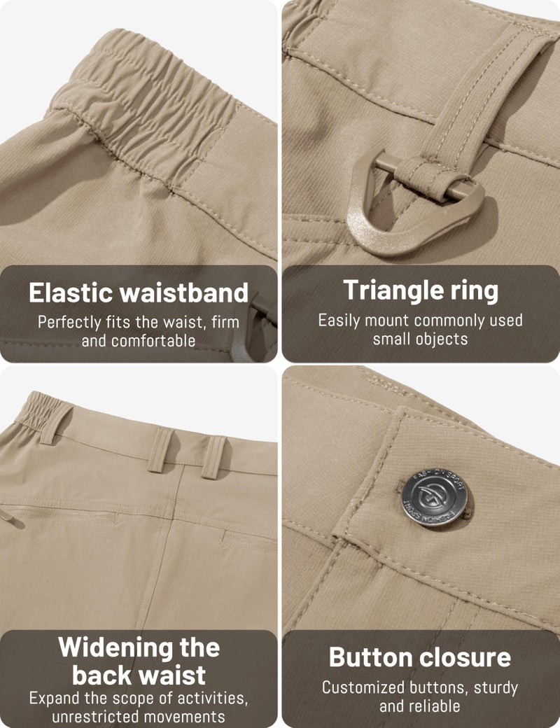 TACVASEN Men's Lightweight Hiking Tactical Pants Waterproof Quick Dry Cargo Work Rain Outdoor Pants 8 Pockets 34 Khaki - Image 5