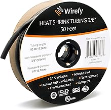 Wirefy Wirefy 3/8" Heat Shrink Tubing - 3:1 Ratio - Adhesive Lined - Marine Grade Heat Shrink - Black - 50 Feet Roll  - Image 1