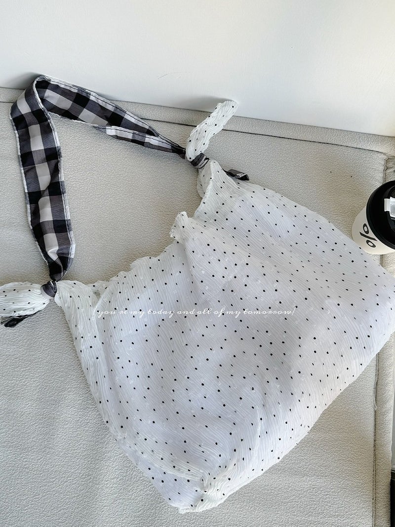 Korean Literary Style Dotted Cloth Bag, Cute Girl, Fresh Mesh Shoulder Bag, Versatile Lazy Crossbody Bag For Work Clothing - Image 2
