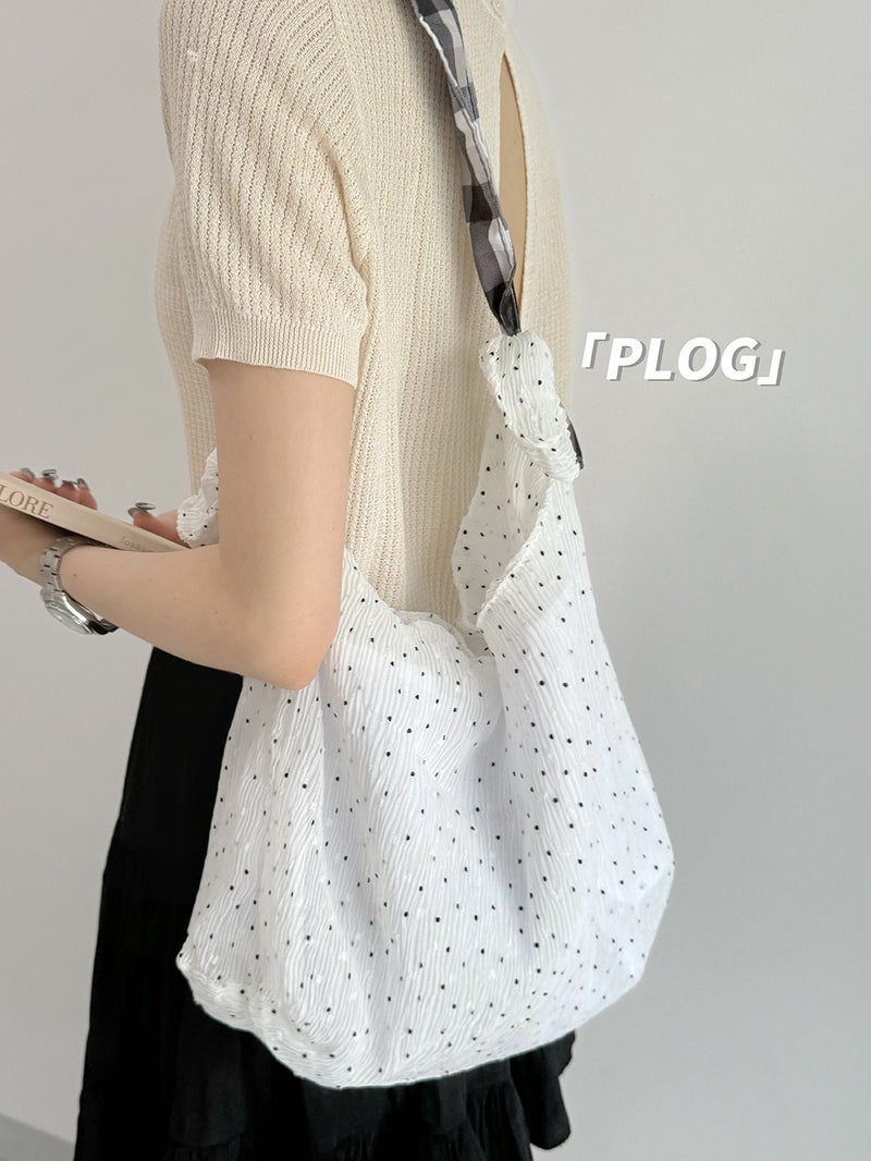 Korean Literary Style Dotted Cloth Bag, Cute Girl, Fresh Mesh Shoulder Bag, Versatile Lazy Crossbody Bag For Work Clothing - Image 5