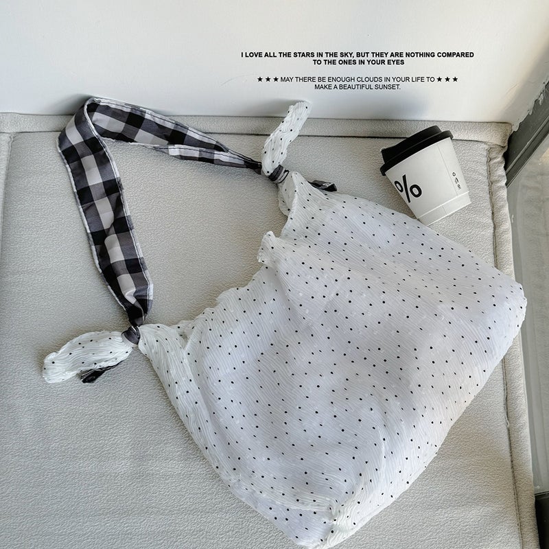 Korean Literary Style Dotted Cloth Bag, Cute Girl, Fresh Mesh Shoulder Bag, Versatile Lazy Crossbody Bag For Work Clothing - Image 1