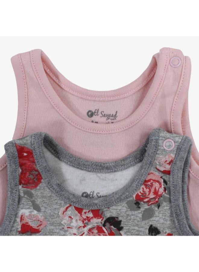Pack of 2 - Baby Girls Cotton Bodysuits with Floral Print - Image 3