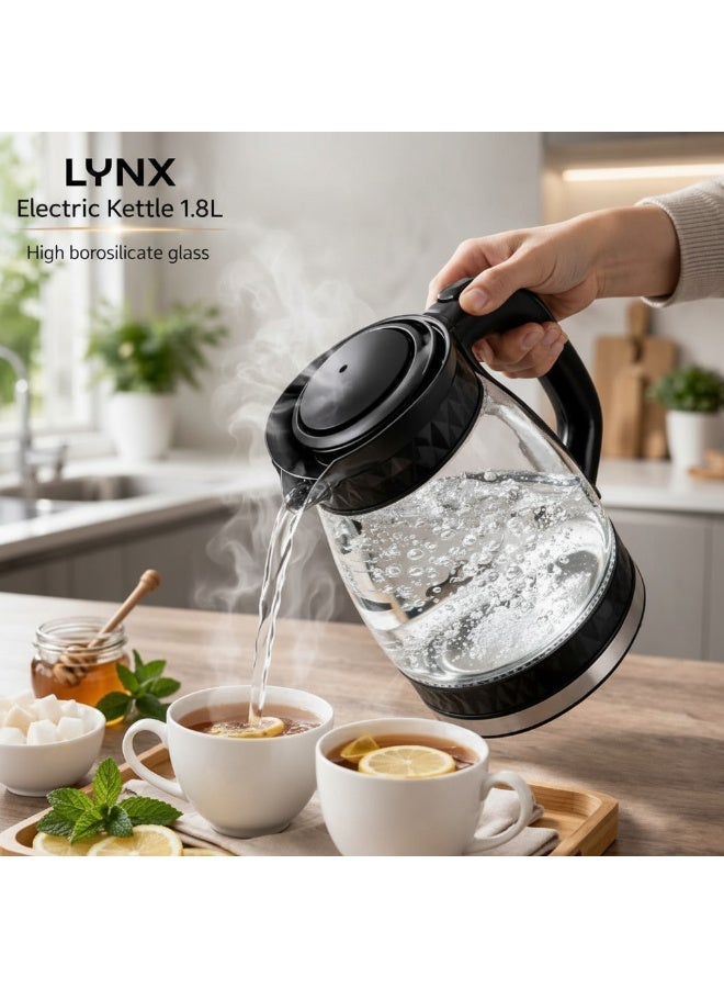 Lynx KT-2110 Electric Kettle 1.8L Stainless Steel 1500W Fast Boiling Kettle with Auto Shut Off Boil Dry Protection Concealed Heating Element Smooth Pour Rotating Base Easy Clean - Image 2