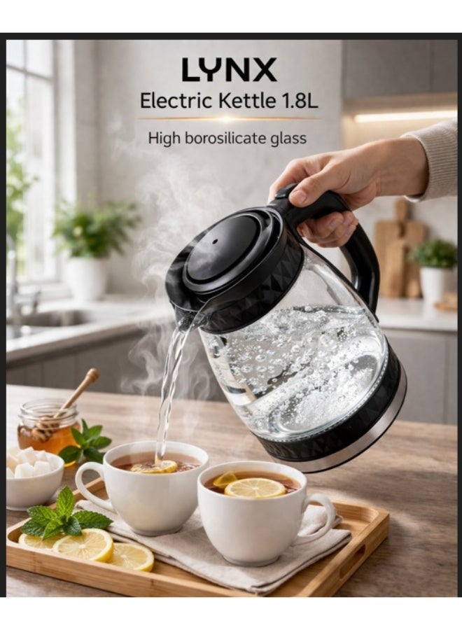 Lynx KT-2110 Electric Kettle 1.8L Stainless Steel 1500W Fast Boiling Kettle with Auto Shut Off Boil Dry Protection Concealed Heating Element Smooth Pour Rotating Base Easy Clean - Image 5
