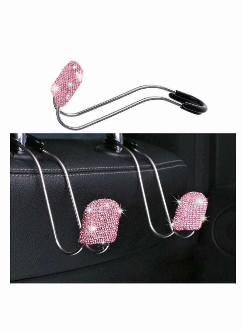 Excefore 2 Pack Car Headrest Hooks, Auto Backseat Metal Hanger Holder, Automotive Seat Back Organizer Storage for Purse, Handbag, Clothes, Umbrellas, Grocery Bags, Cute Car Accessories Interior (Pink) - Image 1