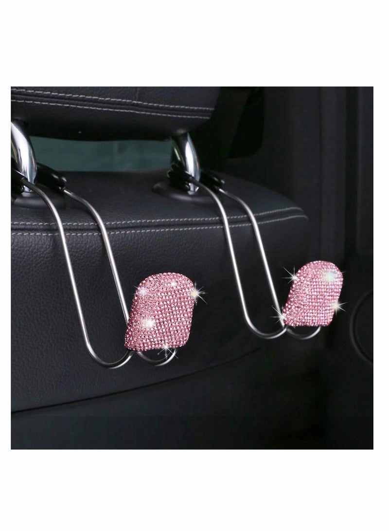Excefore 2 Pack Car Headrest Hooks, Auto Backseat Metal Hanger Holder, Automotive Seat Back Organizer Storage for Purse, Handbag, Clothes, Umbrellas, Grocery Bags, Cute Car Accessories Interior (Pink) - Image 2