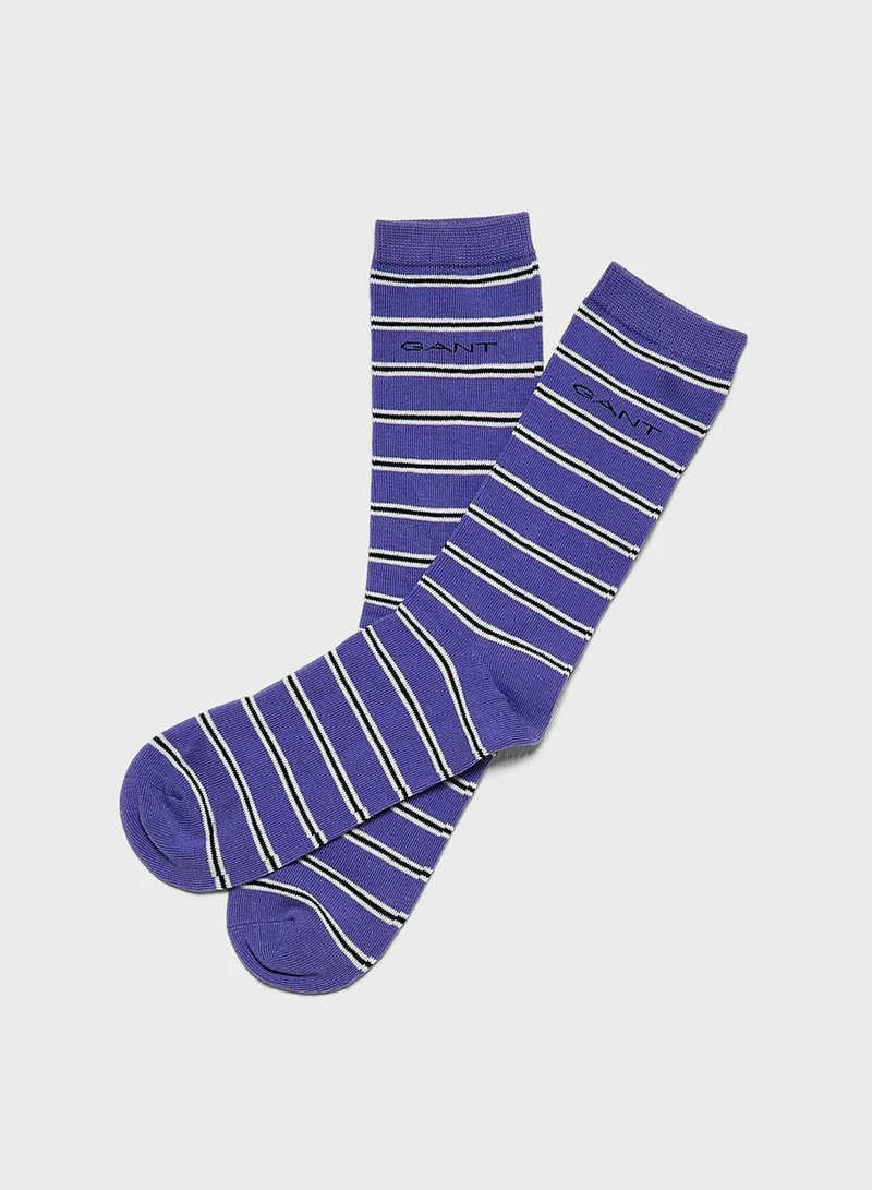 GANT 2 Pack Solid & Stripe Socks