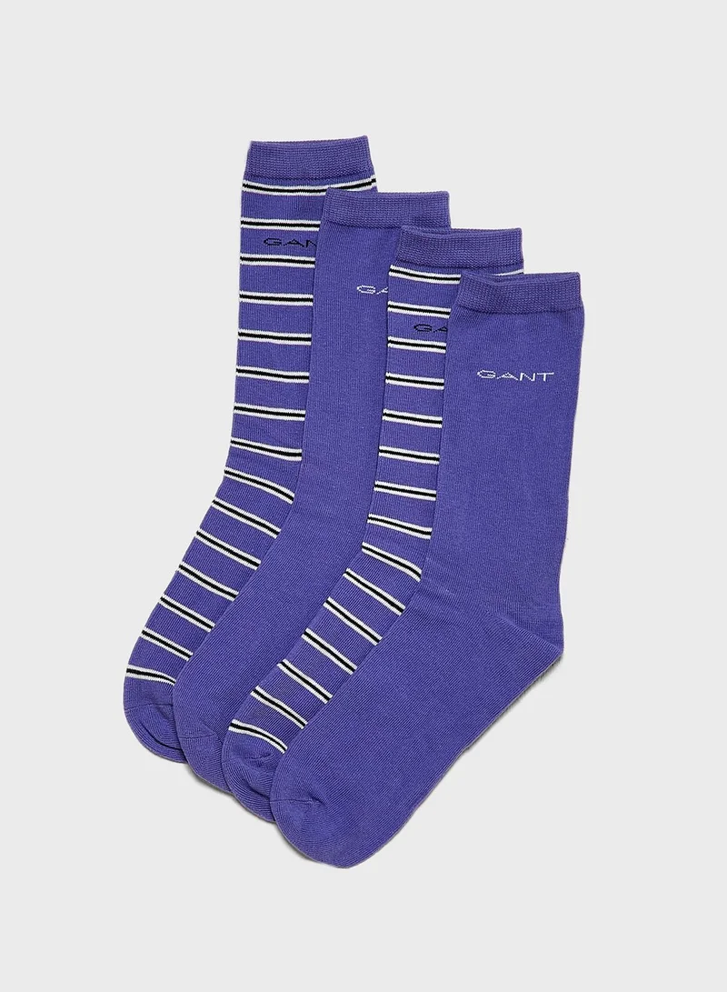 GANT 2 Pack Solid & Stripe Socks
