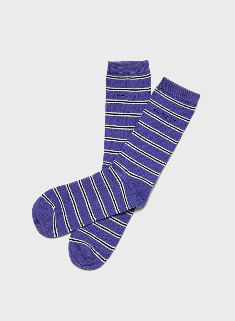 GANT 2 Pack Solid & Stripe Socks