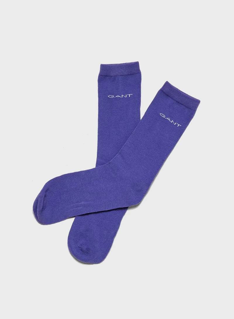 GANT 2 Pack Solid & Stripe Socks