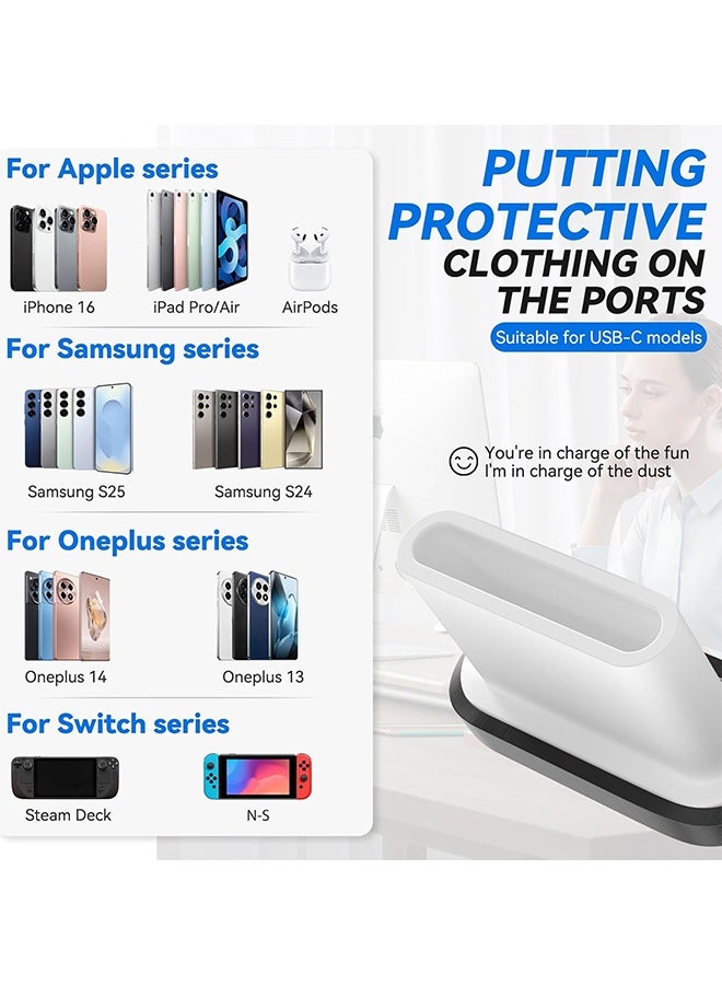 Wffo 6 Pack USB C Dust Plug - 3.5mm Headphone Dust Plug - Type C Anti Dust Plug Cover Charging Port Protector Cap with Cleaning Brush - for iPhone 15/16 Series, Samsung Galaxy S22/S21/S20, Note 20/10, All USB C Devices - Compatible with Mobiles and Laptops - Black - Image 2