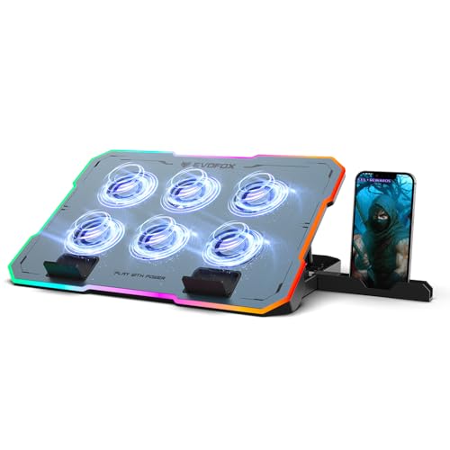 EvoFox Typhoon 2 Laptop Cooling Pad | 6 High-Speed Fans, RGB Lights, Adjustable Stand & Dual USB Ports, Premium Metal Laptop Cooler Pad for Gaming Laptops, Quiet Operation & Ergonomic Design (Blue) - Image 1