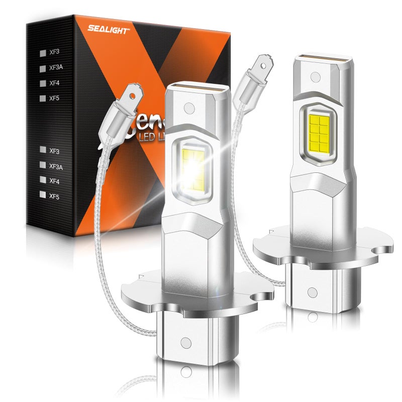 مصابيح ضباب LED H3 SEALIGHT 6000K أبيض بارد 12000LM اختراق فائق مصباح LED H3 بحجم 11 صغير قابلة للتوصيل والتشغيل لمصباح الضباب DRL عبوة من 2
