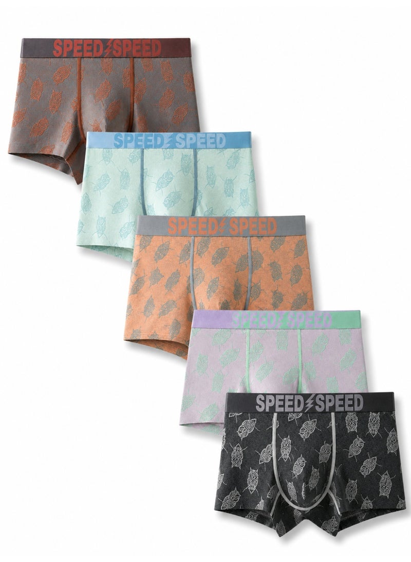 Men's Boxer Briefs 4 Pack Cotton Nylon Blend Seamless Two-Tone Double Dye Jacquard Antibacterial Breathable Sweat Resistant No Roll Legs Soft Stretch Ginseng Thermochromic Pouch For Daily Wear - Image 1